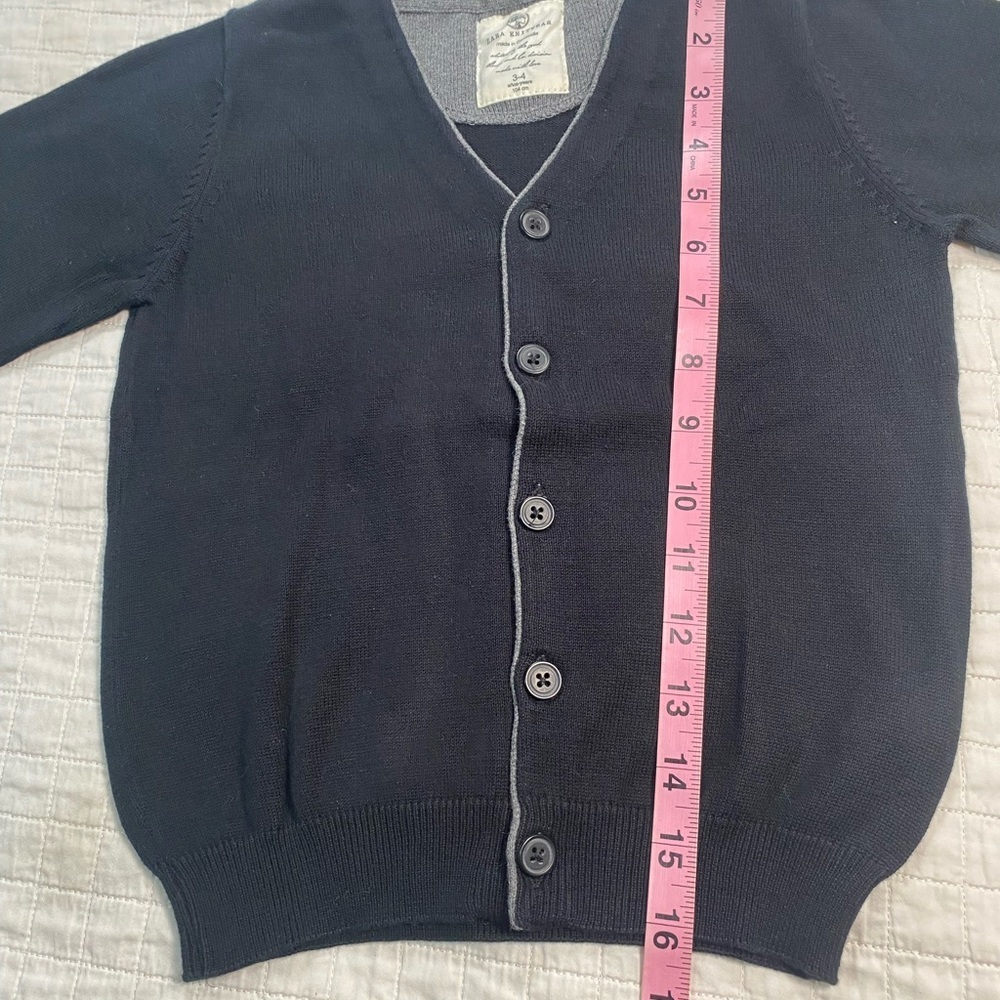 Zara Kids Knitwear Black Cardigan Sweater with Elbow Patches size 3-4 - Picture 5 of 9